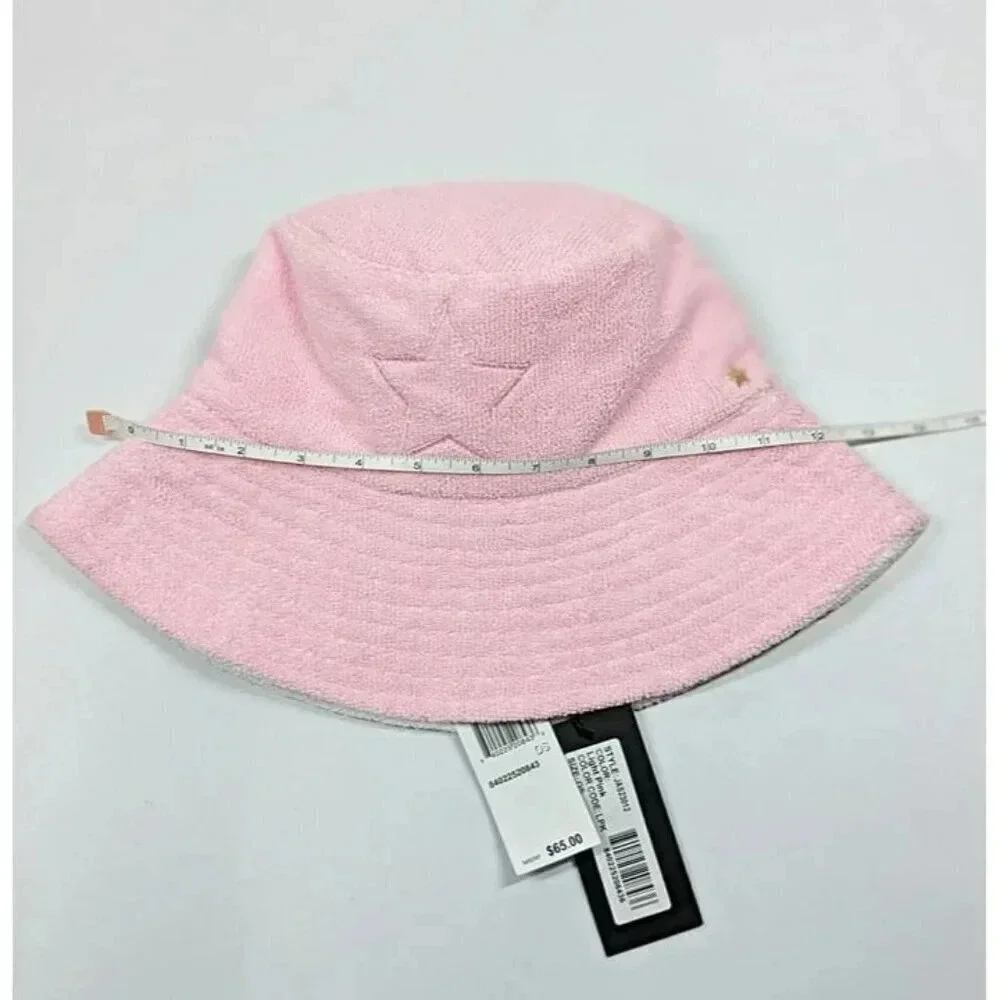 Jocelyn Women's Reversible Star Terry Bucket Hat Light Pink O/S (MSRP $65)